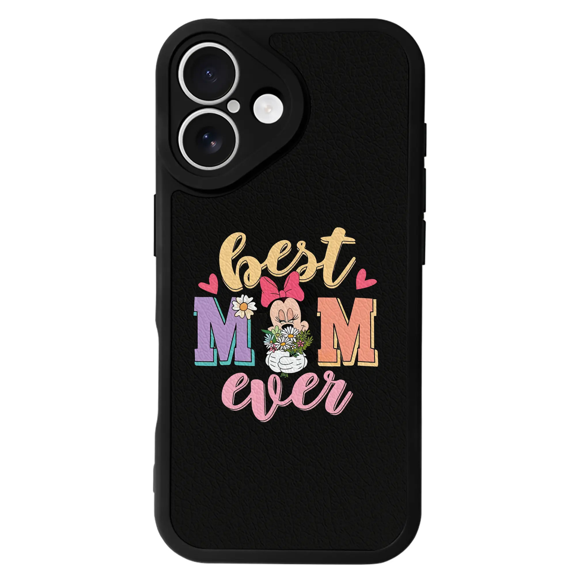 ミッキーマウス（Mickey Mouse） グッズ ミニーマウス（Minnie Mouse） - IPhone 16シリーズ対応 ・ シリコンスマホケース ・ レザー調 ・ 高精度フィット ・ 耐衝撃 ・ ワイヤレス充電対応 ・ 精密カット